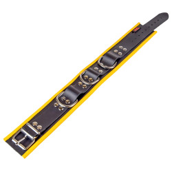 The Red Collier en cuir - 3 anneaux D - Noir/ Jaune
